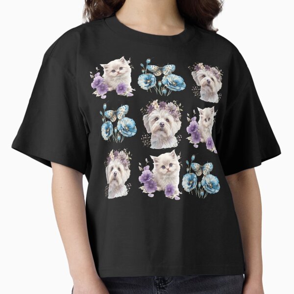 Elegant Coquette Elements with Dogs Cats and Butterflies Boxy T-Shirt for Sale by Graphroad