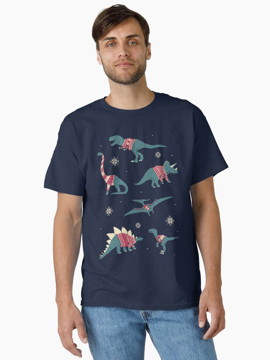 Dinos In Sweaters Classic TShirt T-Shirt | Holiday Edition | Trending Festive Apparel