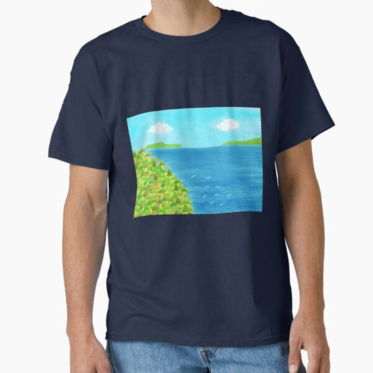 "Seaside tree village - sustainable lifestyle" Classic T-Shirt for Sale by greenPQBstudio