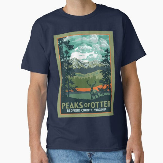 Peaks of Otter Virginia Blue Ridge Parkway Original WPA Poster Style National Park Design Classic T-Shirt for Sale by giantstepdesign