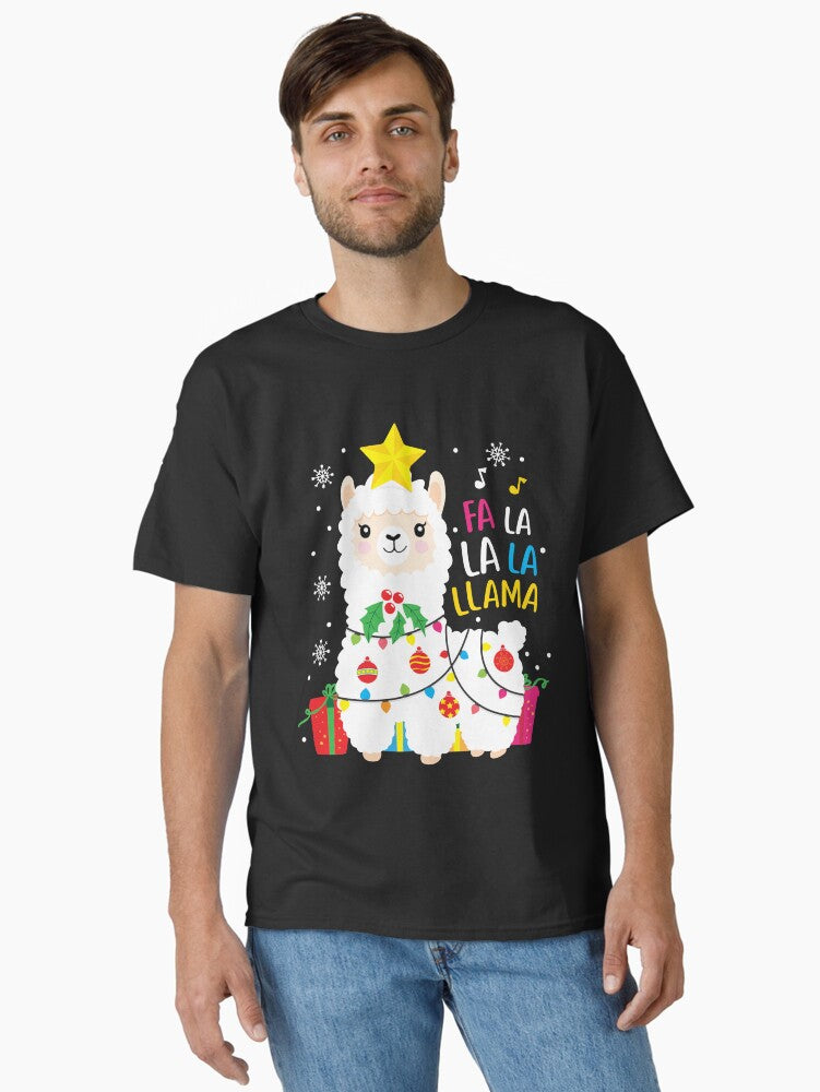 Funny Llama Fa La La Christmas Ornament Decors Classic TShirt T-Shirt | Cute Festive Style | Great For Christmas Season