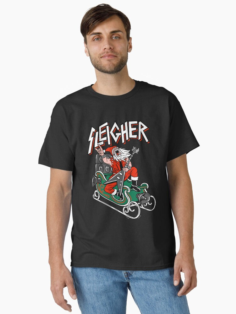 Ugly Christmas Sweater Sleigher Heavy Metal Santa Classic TShirt T-Shirt | Top Trending Graphic | Top Pick For Gifting
