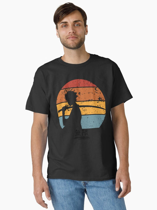 Samurai Champloo Mugen Sunset Silhouette Mugen Samurai Champloo Black Text Classic T-shirt | Trendy Graphic Tee | Casual Unisex T-shirt