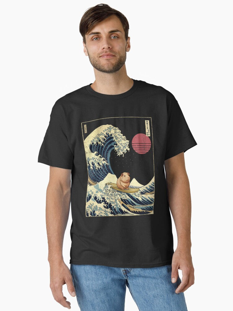 Guinea Pig Kanagawa Japanese Surfing Wave Classic TShirt T-Shirt | High-Quality Print | Perfect For Daily Wear