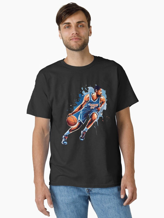 Blue Motion Basketball Dynamic Splash Art Player Classic T-shirt | Trendy Graphic Tee | Casual Unisex T-shirt