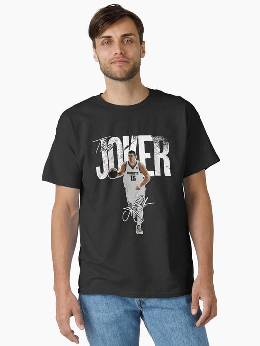 Nikola Jokic The Joker Basketball Denver Signature Vintage Retro 80s 90s Bootleg Rap Style Un Classic T-shirt | Trendy Graphic Tee | Casual Unisex T-shirt