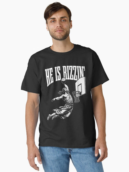 He Is Rizzin Funny Jesus Basketball Meme Classic T-shirt | Trendy Graphic Tee | Casual Unisex T-shirt