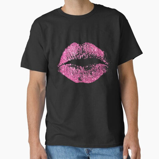 Stylish Pink Glitter Lips Classic T-Shirt for Sale by enhan