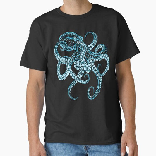 Deep-sea blue kraken octopus in combat stance Classic T-Shirt for Sale by crisp002