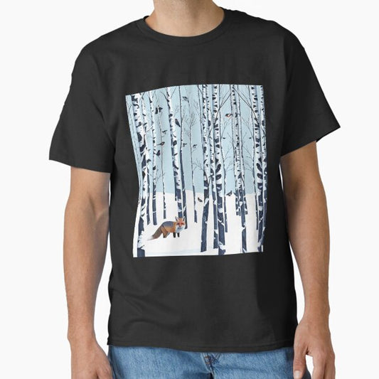 Forest Birches and fox, outdoor and nature lovers, watercolor style Classic T-Shirt for Sale by Collagedream