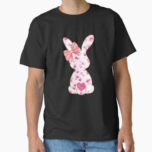 Easter Chinoiserie Floral Bunny With Cute Pink Bow Coquette Classic T-Shirt for Sale by facegm