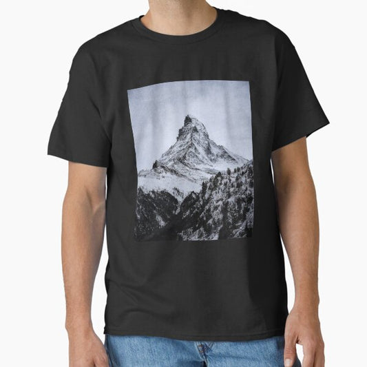 Matterhorn Mountain Switzerland Zermatt, Matterhorn Mountain Swiss Alps, Zermatt Townn Matterhorn Oil Paint, Switzerland Highest Peak Classic T-Shirt for Sale by Paintcorner