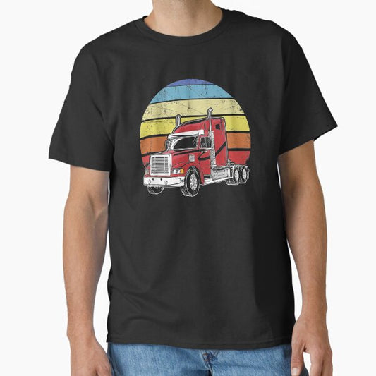 "Retro Vintage Trucker Big Rig Semi-Trailer Truck Driver" Classic T-Shirt for Sale by alexmichel