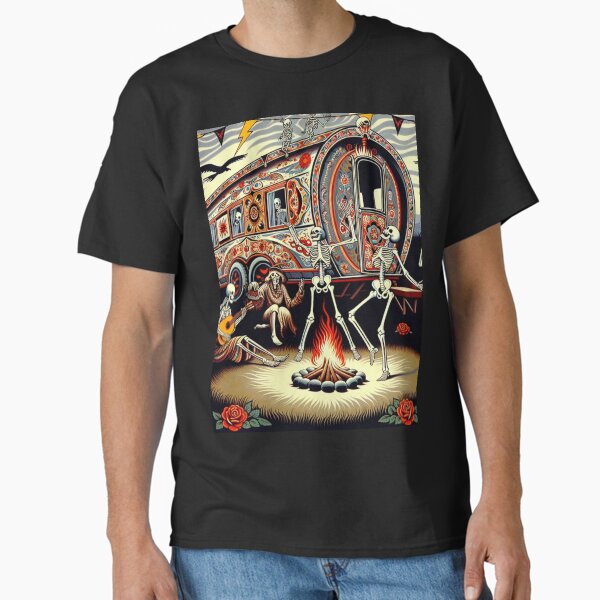Dead Skeletons Campfire Dance By a Gypsy Caravan Trailer Classic T-Shirt for Sale by HippieFarms11