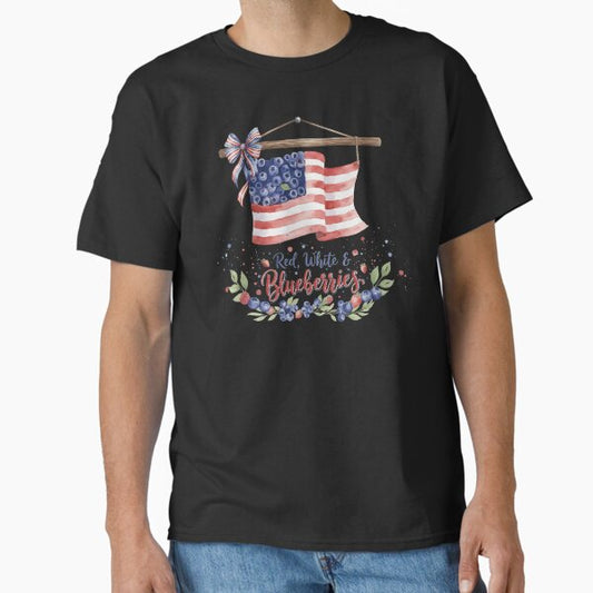 Red White & Blueberries Coquette Flag: Blueberry Budget Design | Charlie Kirk Summer Patriotic Classic T-Shirt for Sale by Ayoubo123