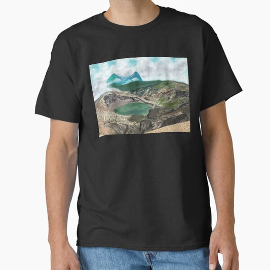 "A volcano mountain and an ancient blue bird " Classic T-Shirt for Sale by greenPQBstudio