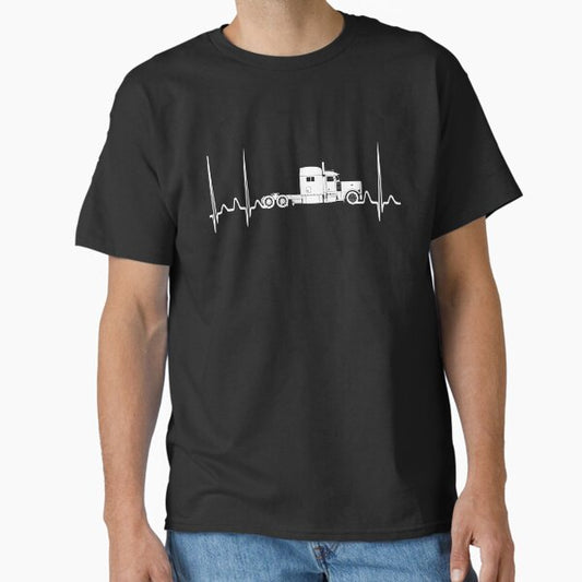 "Peterbilt 379 Truck Driver Heartbeat" Classic T-Shirt for Sale by wideturngang