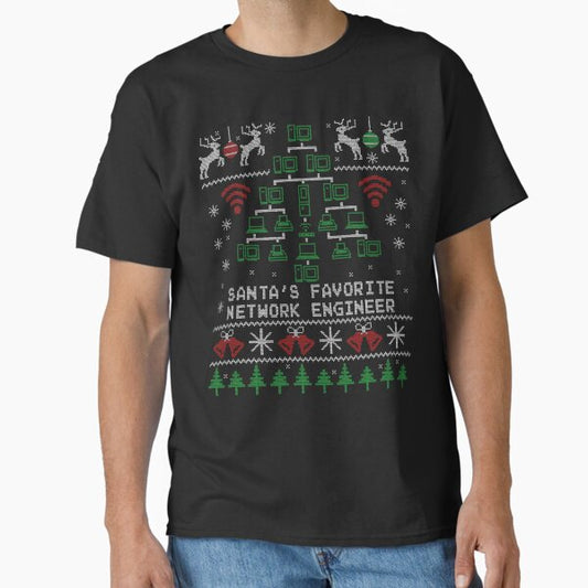 Santa's Favorite Network Engineer Christmas for IT Professionals Classic T-Shirt for Sale by PinkPlatypus
