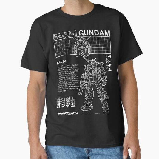 Gundam FA 78 1 Black and White Streetwear Shirt mobile suit Classic T-Shirt for Sale by ScribblePrint
