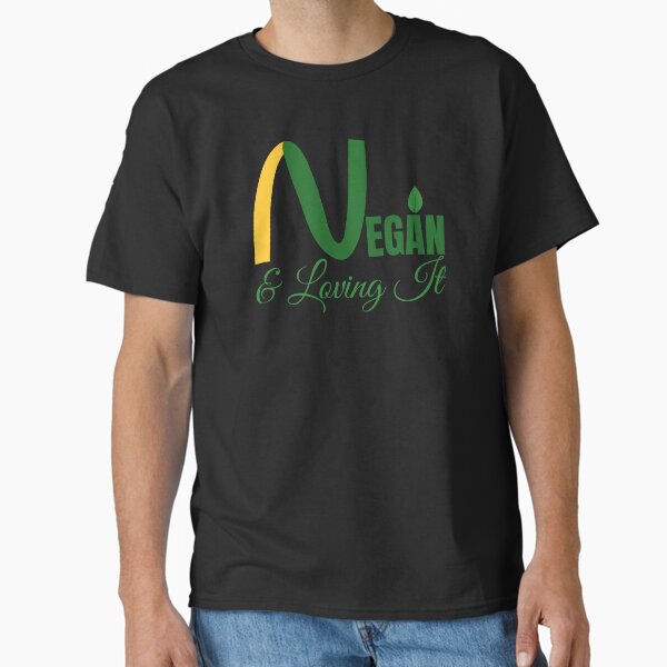 "Vegan & Loving It - Playful iconic logo Vegan Parody Design" Classic T-Shirt for Sale by ArtfullyJua