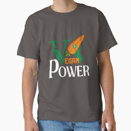 "Vegan power" Classic T-Shirt for Sale by chamadesigner