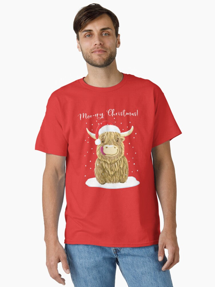 Scottish Highland Cow Moorry Christmas Wee Hamish Classic TShirt T-Shirt | Vintage Christmas Look | Limited Christmas Style