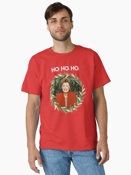 HO HO HO Blanche Devereaux Christmas from the Golden Girls White Classic TShirt T-Shirt | High-Quality Print | Limited Christmas Style
