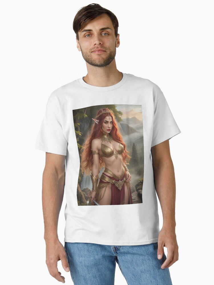 Elven Queen Of The Skies Epic Fantasy Cliffside Art Classic T-shirt | Trendy Graphic Tee | Casual Unisex T-shirt