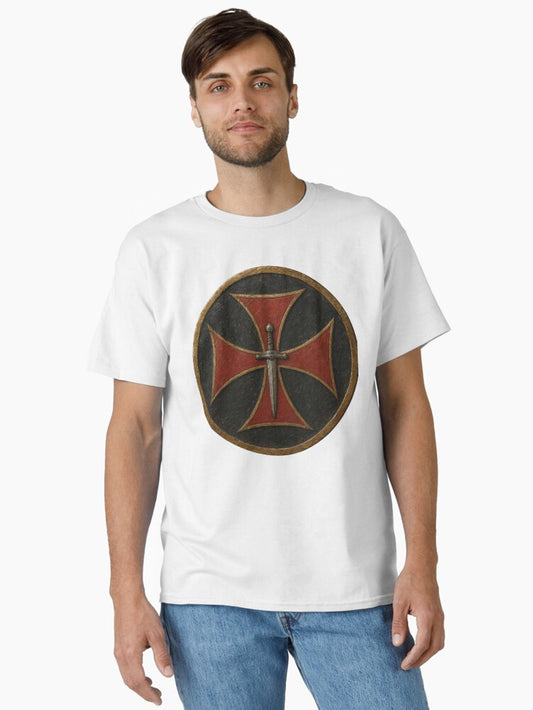 Templar Cross With Sword Medieval Knight Emblem Classic T-shirt | Trendy Graphic Tee | Casual Unisex T-shirt
