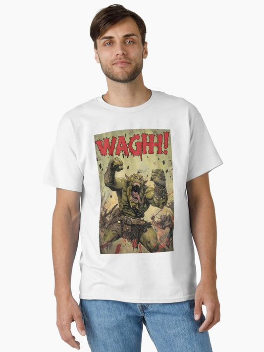 Waaagh Orc Warband Battle Cry - Fantasy Artwork T-shirt Classic T-shirt | Trendy Graphic Tee | Casual Unisex T-shirt