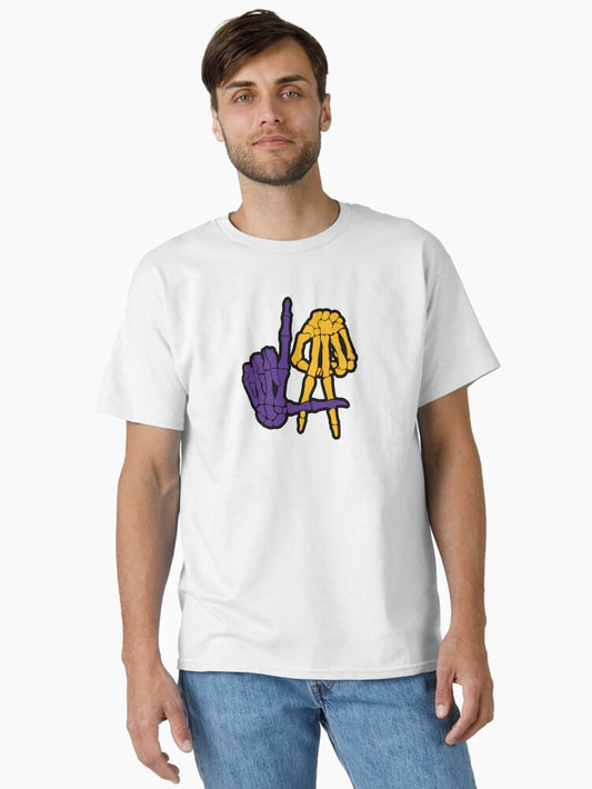 La Lakers Skeleton Hand Sign Classic T-shirt | Trendy Graphic Tee | Casual Unisex T-shirt
