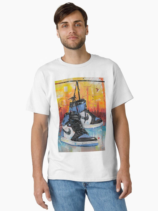 Jordan1 Unc Toe Powerlines Art Classic T-shirt | Trendy Graphic Tee | Casual Unisex T-shirt