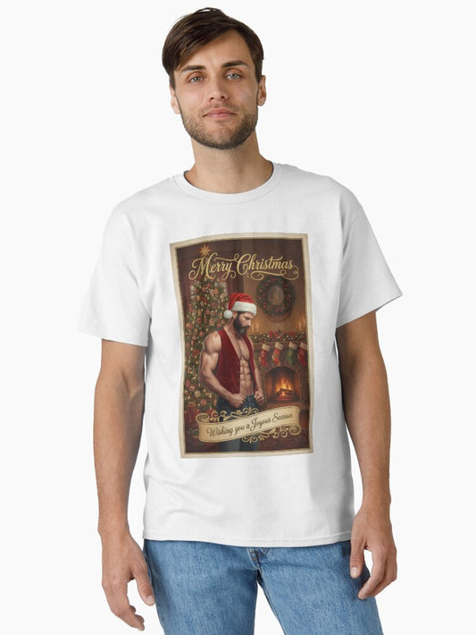 Vintage Gay Beefcake Christmas Card Classic TShirt T-Shirt | Best-Selling Design | Great For Christmas Season
