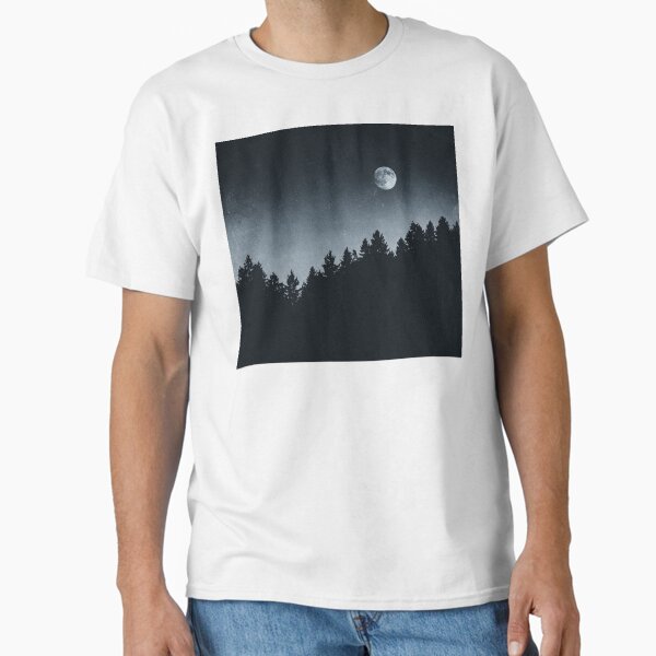 Under Moonlight // Ghost Wood Vibes In A Dark Forest With Cascadia Trees In Magic Night Sky Classic T-Shirt for Sale by tekay