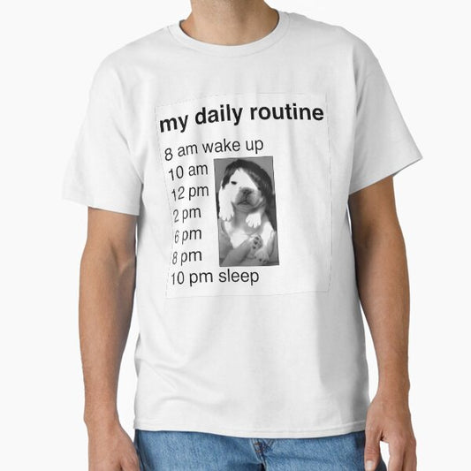 my daily routine - emo pibble dog funny design Classic T-Shirt for Sale by junnnno