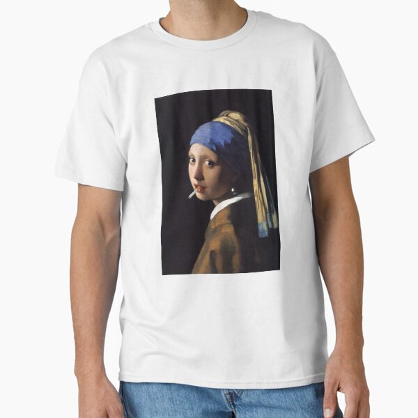 Girl with the Pearl Earring and Cigarette  Classic T-Shirt for Sale by cleo030