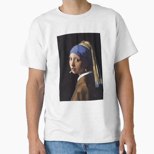Girl with the Pearl Earring and Cigarette  Classic T-Shirt for Sale by cleo030