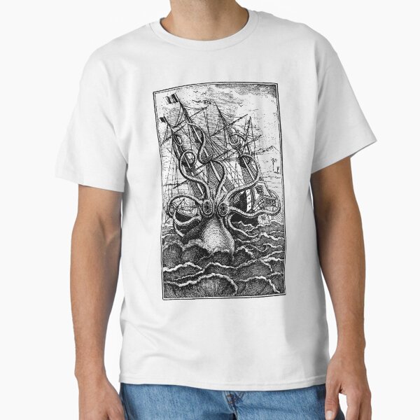 "Vintage Kraken attacking ship illustration" Classic T-Shirt for Sale by monsterplanet