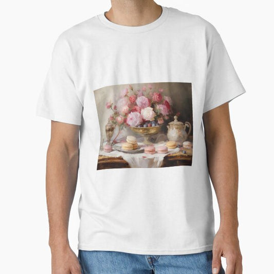 Coquette aesthetic vintage painting of a nature morte with macaroons Classic T-Shirt by CoquetteArt