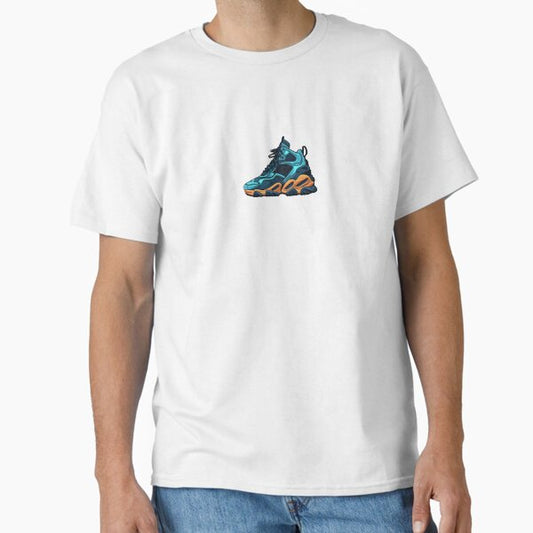 "Make a Sustainable Statement with Greenbubble's Cartoon High Sneaker Design in Dark Blue" Classic T-Shirt for Sale by WonderWorldArt