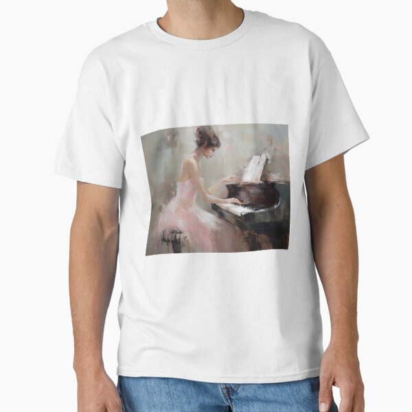 Coquette aesthetic vintage painting of an a pianist Classic T-Shirt for Sale by CoquetteArt
