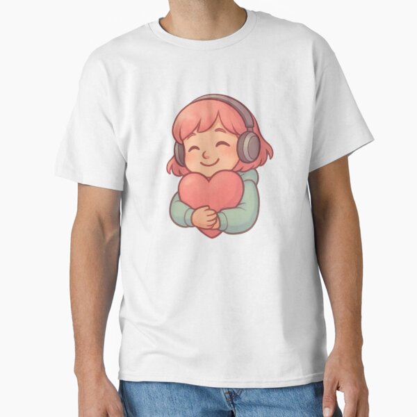 "Cute Lofi Girl Hugging Heart" Classic T-Shirt for Sale by MelodiesHeart