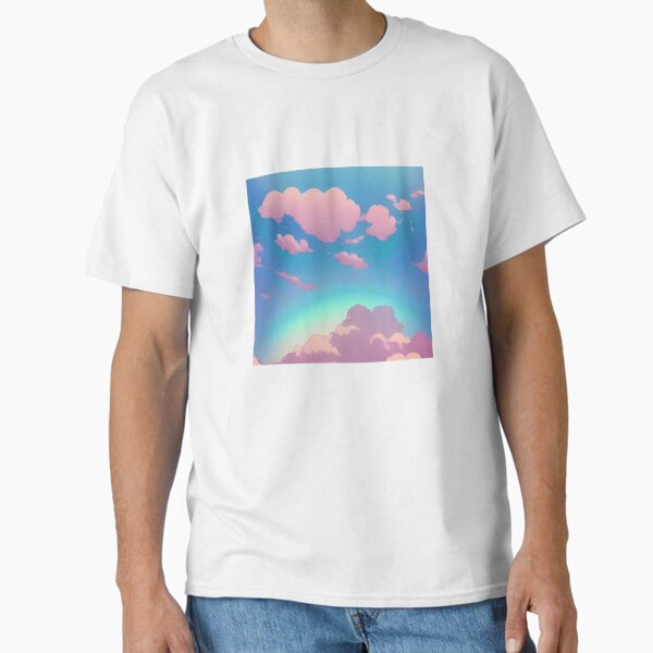 "‘Pink Sky’ Aesthetic Lofi Anime Illustration with Pink Clouds and a Blue Sky" Classic T-Shirt for Sale by AVBDesigns20