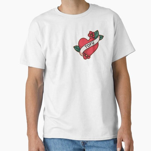 "Tofu Love Heart – Vegan Tattoo Style Design" Classic T-Shirt for Sale by ThePerchPod
