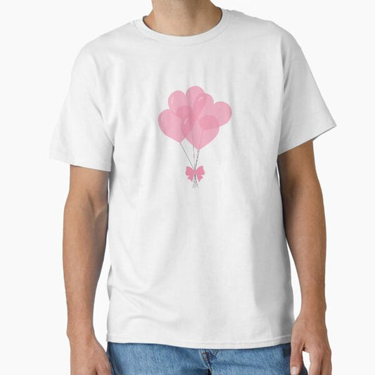 Coquette Transparent Pink Heart Balloons with Bow Classic T-Shirt for Sale by wonderxwander