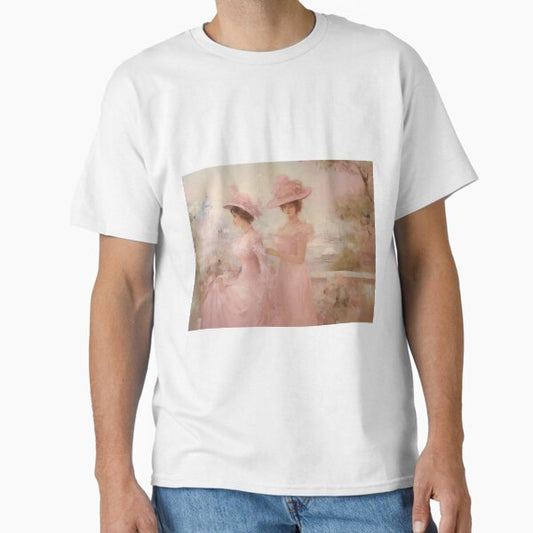 Coquette aesthetic vintage painting of a two women Classic T-Shirt by CoquetteArt