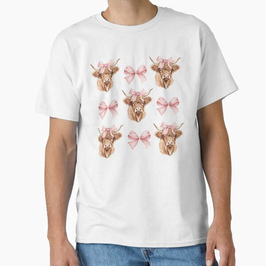 coquette bow highlander cow design Classic T-Shirt for Sale by sandrabetel
