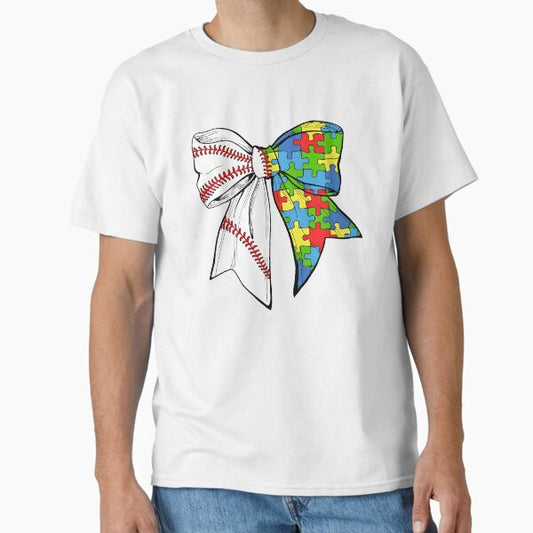Autism Baseball Coquette Bow, Autism Awareness Coquette Classic T-Shirt for Sale by Ivanbrockhouse