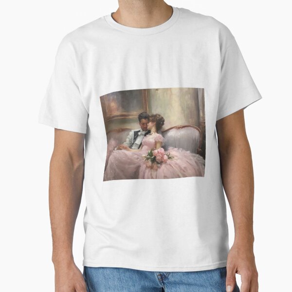 Coquette aesthetic vintage painting of a loving valentines couple Classic T-Shirt by CoquetteArt