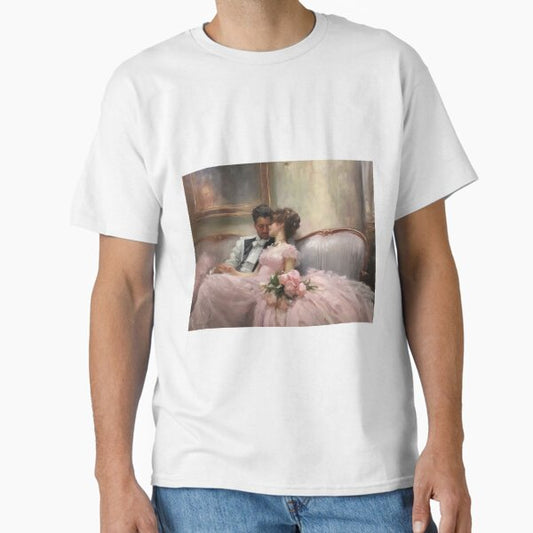 Coquette aesthetic vintage painting of a loving valentines couple Classic T-Shirt by CoquetteArt